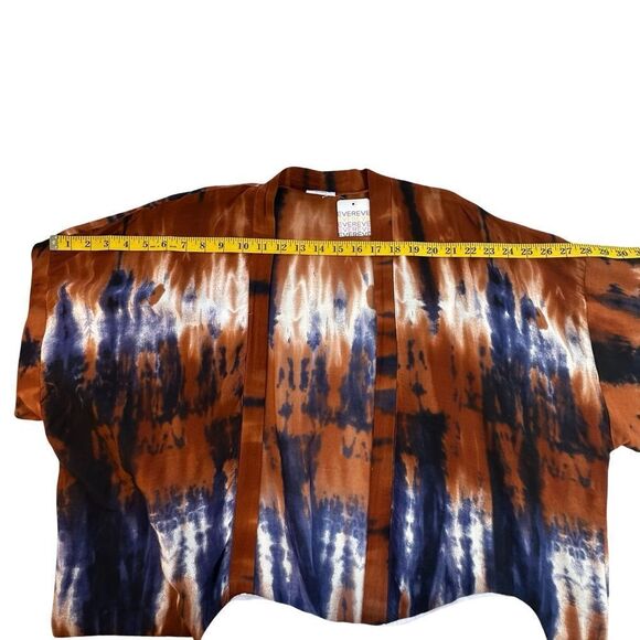 NWT EVEREVE Ronan Bindya Tie-dye Kimono One Size Fits Most Rust White Blue - Picture 11 of 14